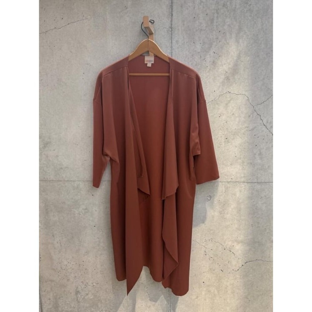 LuLaRoe Shirley Kimono Draped Open Front Cardigan Terracotta Size L